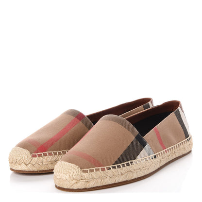 Burberry Canvas House Check Hodgeson Espadrille Flats 37 Dark Tan 3 of 10