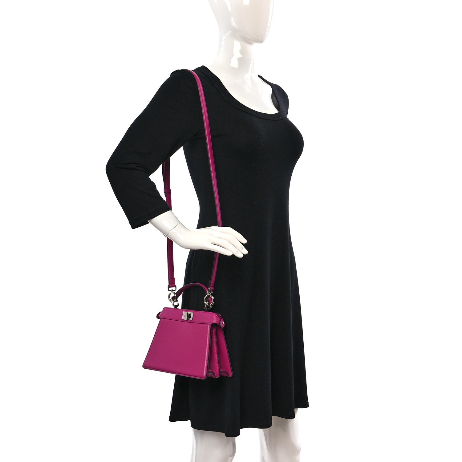 Fendi Shiny Nappa Petite Peekaboo I SEE U Satchel Magenta 2 of 9