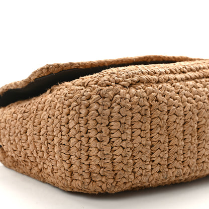 Saint Laurent Raffia Calfskin Monogram Medium Niki Chain Satchel Natural 8 of 11