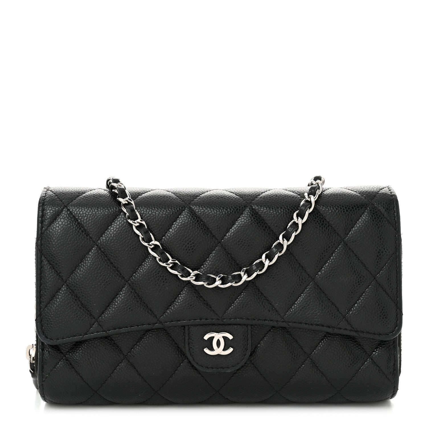 Chanel Caviar Quilted Phone Holder Wallet on Removable Chain Black 1 of 14