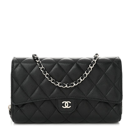 Chanel Caviar Quilted Phone Holder Wallet on Removable Chain Black 1 of 14
