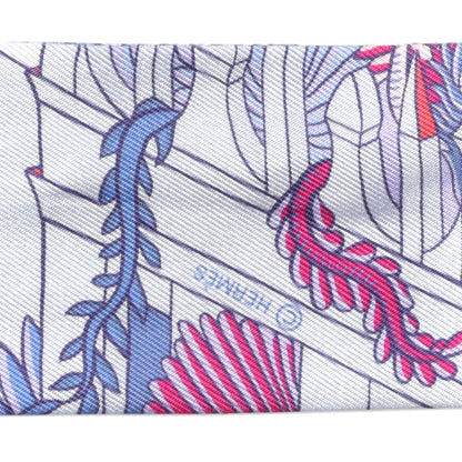 Hermes Silk Animapolis Plumetis Twilly Ciel Rose Vif Bleu 3 of 3