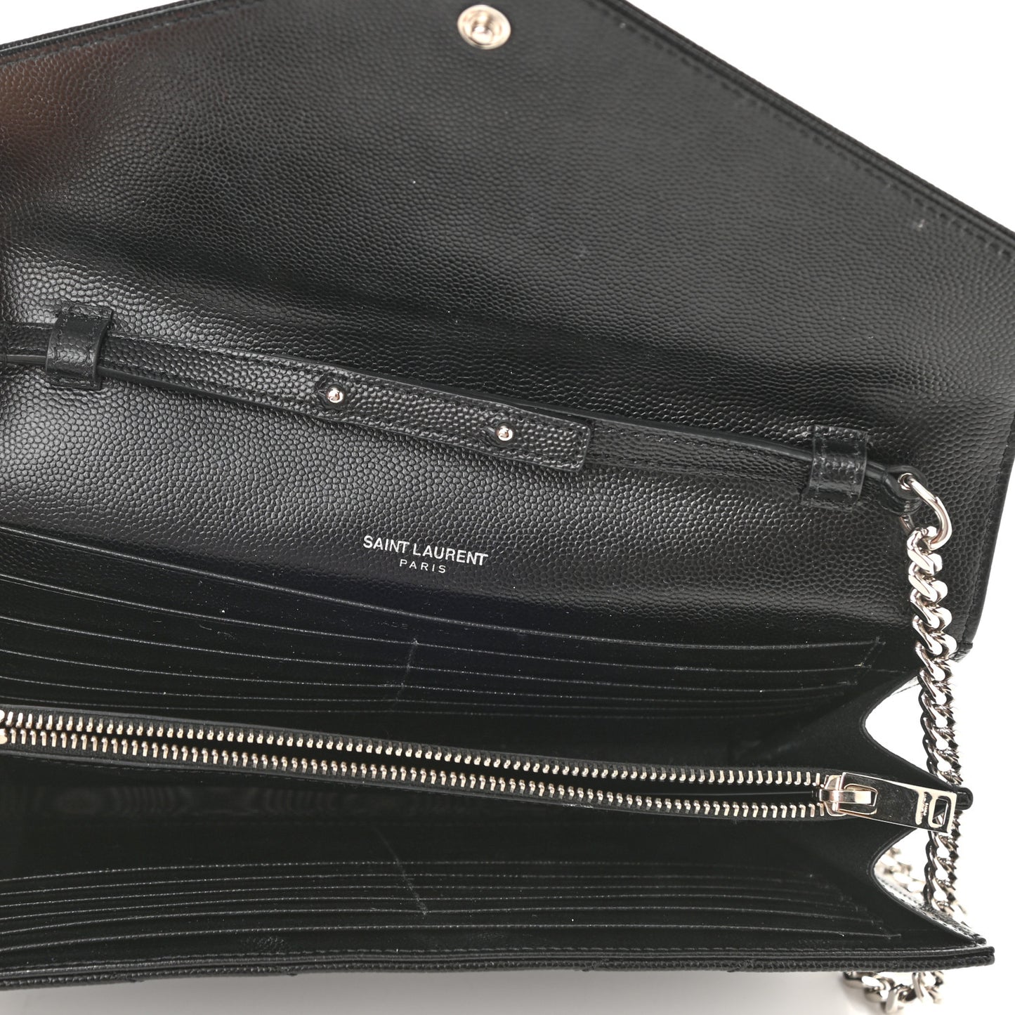 Grain De Poudre Matelasse Chevron Monogram Chain Wallet Black