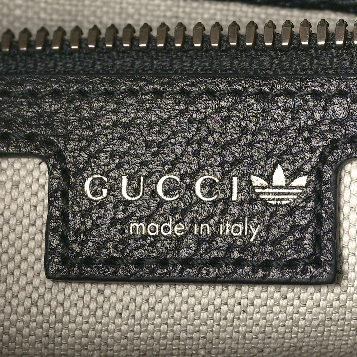 Gucci X ADIDAS Crystal Vintage Monogram Textured Dollar Calfskin Web Trefoil Logo Small Messenger Bag Bright Splash Off White Black 6 of 10