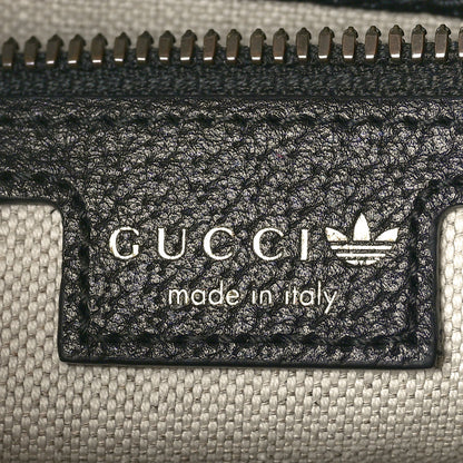 Gucci X ADIDAS Crystal Vintage Monogram Textured Dollar Calfskin Web Trefoil Logo Small Messenger Bag Bright Splash Off White Black 6 of 10