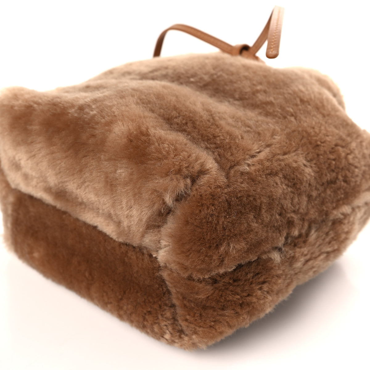 Shearling Mini Bucket Bag Camel