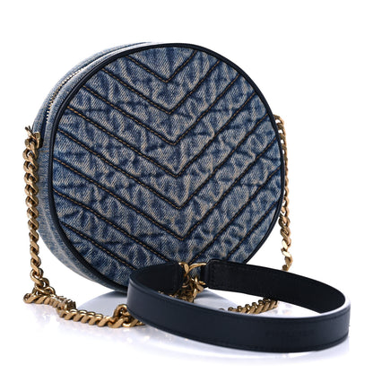 Saint Laurent Denim Quilted Monogram Round Crossbody Bag Rodeo Blue 3 of 11