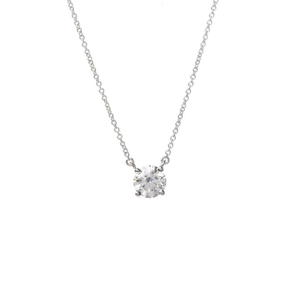 Tiffany Platinum Diamond 1.14ct Solitaire Pendant Necklace 4 of 10