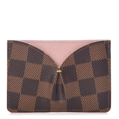 Louis Vuitton Damier Ebene Caissa Card Holder Rose Ballerine 1 of 9