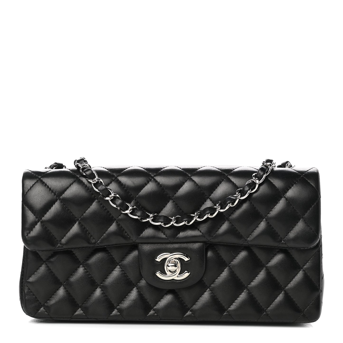 Lambskin Quilted East West Flap Black