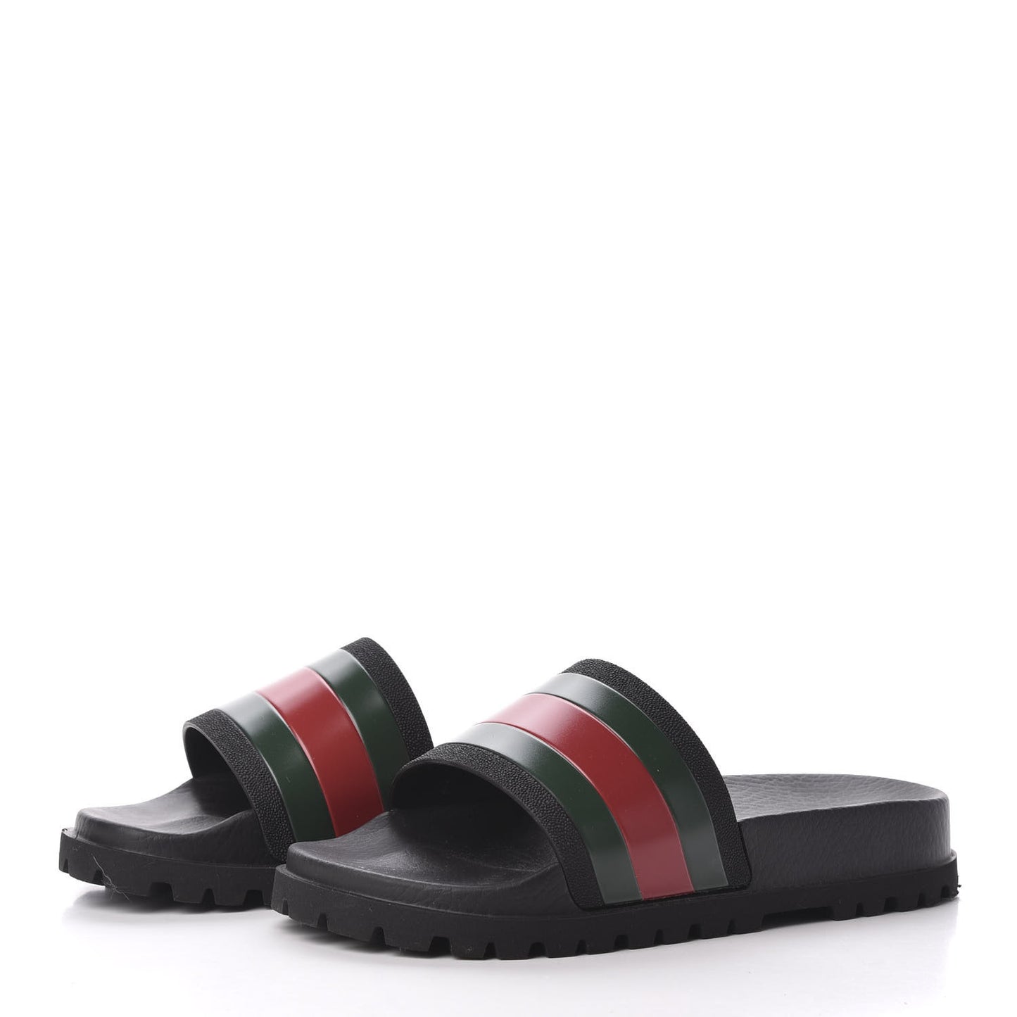 Rubber Web Mens Lug Sole Slide Sandals 5 Black Green Red