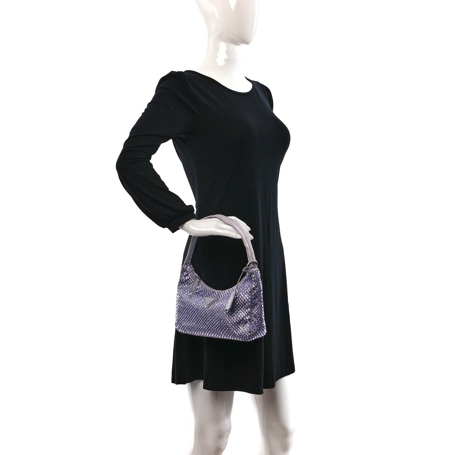 Prada Satin Crystal Mini Re-Edition 2000 Bag Glicine 2 of 8