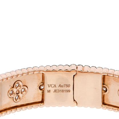 Van Cleef & Arpels 18K Rose Gold Diamond Perlee Clovers Bangle Bracelet M 3 of 3