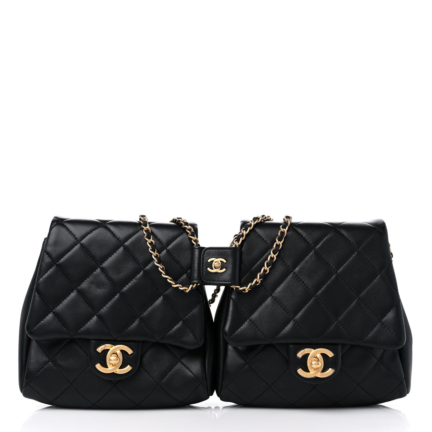 Chanel Lambskin Pearl Quilted Side Packs Black 3 of 10