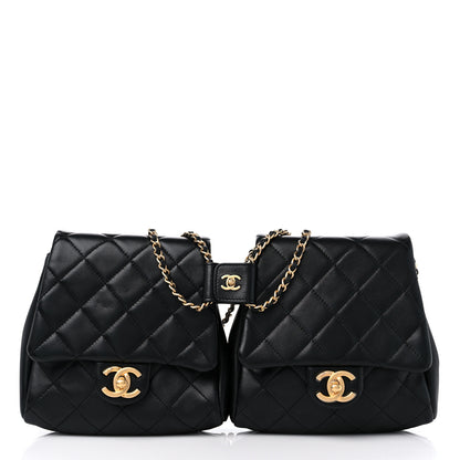 Chanel Lambskin Pearl Quilted Side Packs Black 3 of 10