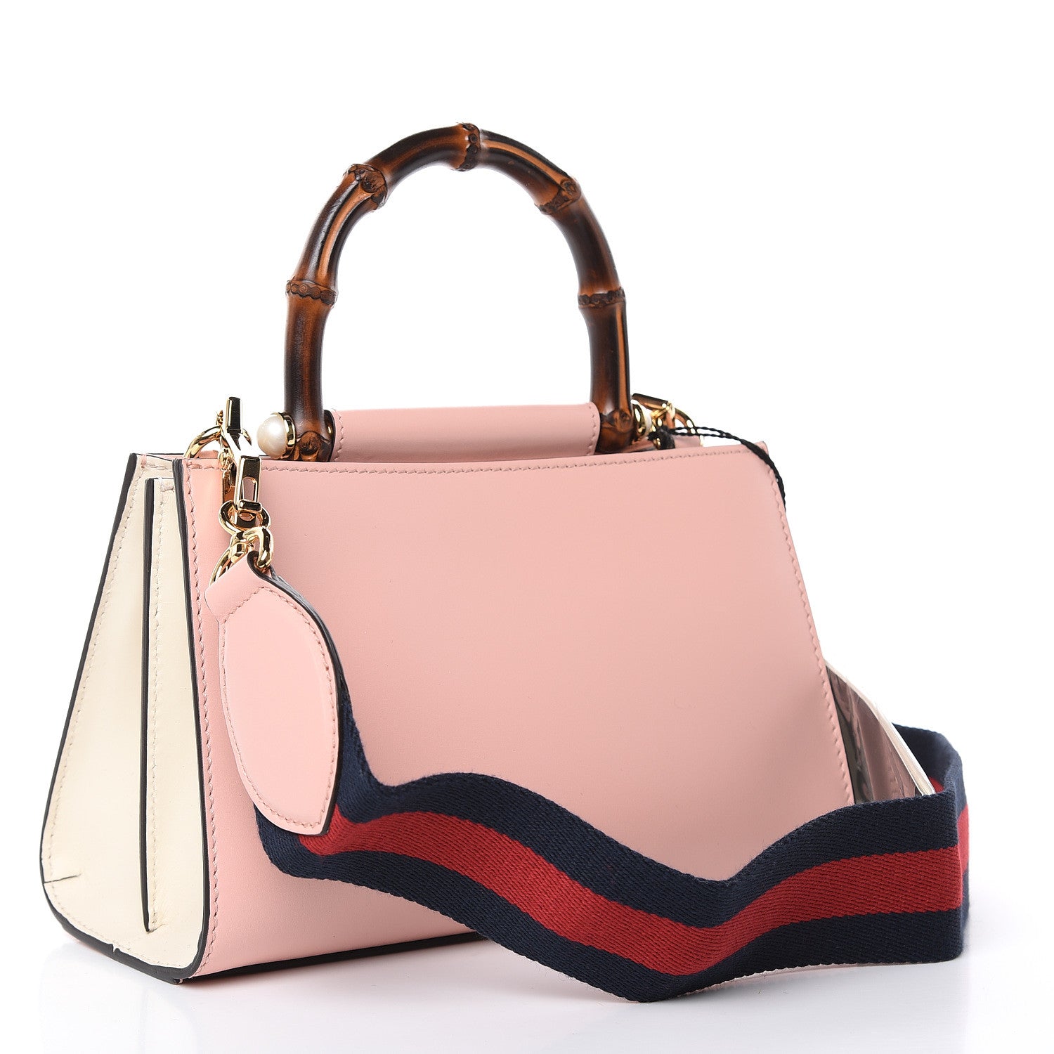 Gucci Nappa Bamboo Web Mini Nymphaea Top Handle Bag Perfect Pink Mystic White 3 of 11