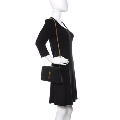 Saint Laurent Grain De Poudre Medium Classic Monogram Kate Satchel Black 2 of 10