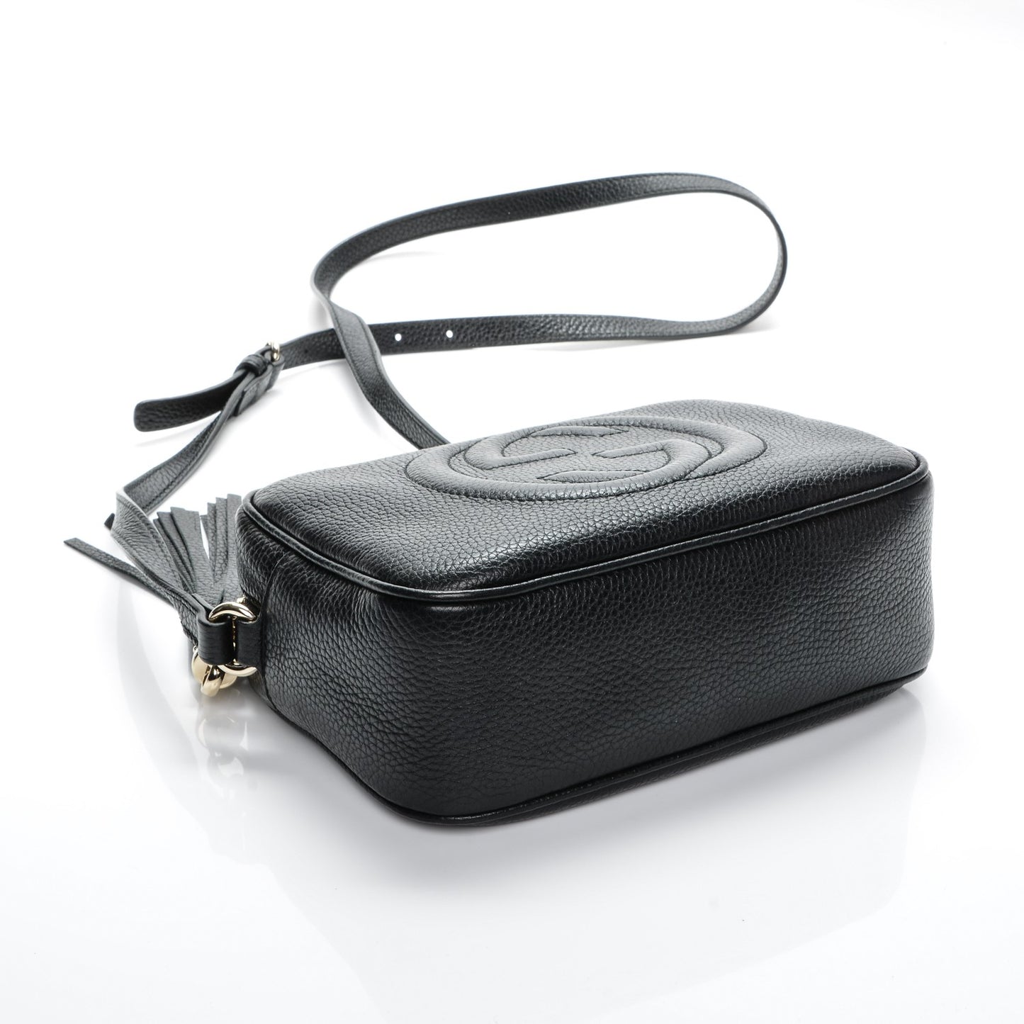 Pebbled Calfskin Small Soho Disco Bag Black