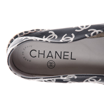 Chanel Lambskin Printed CC Espadrilles 38 Black White 8 of 10