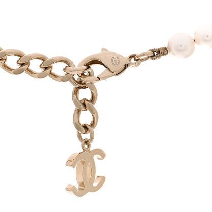 Chanel Pearl CC Round Long Necklace Gold White 5 of 6
