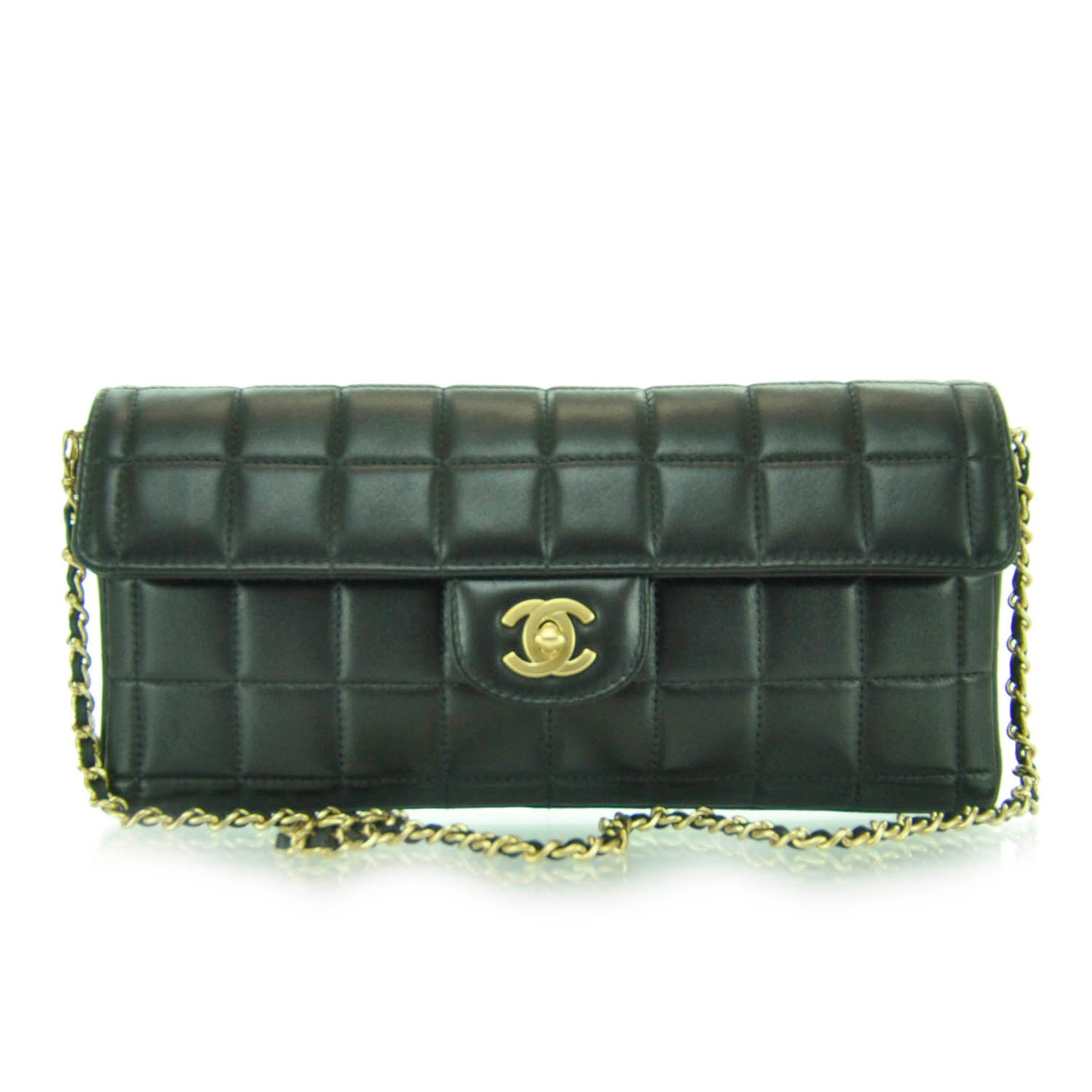 Lambskin East West Chocolate Bar Flap Black