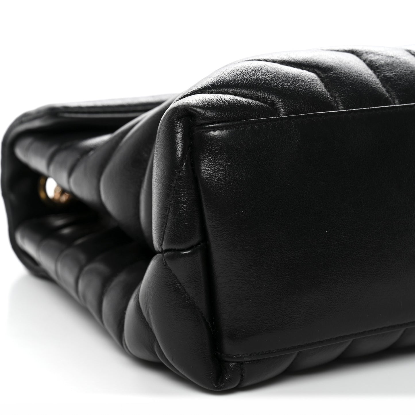 Calfskin Y Quilted Monogram Medium Loulou Chain Satchel Black