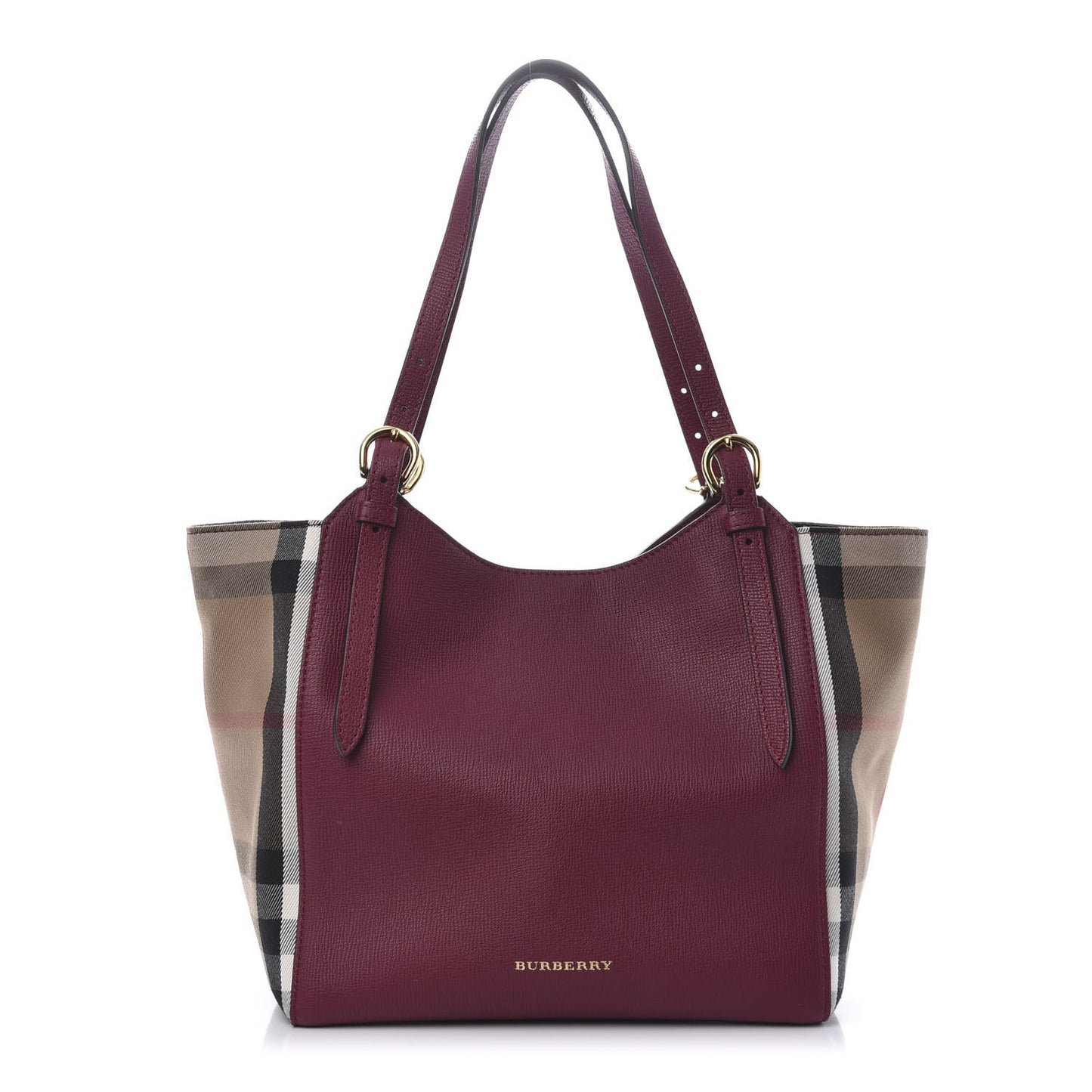 Grainy Calfskin House Check Small Canterbury Tote Berry Pink