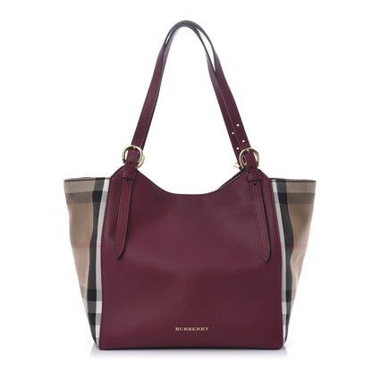 Burberry Grainy Calfskin House Check Small Canterbury Tote Berry Pink 1 of 9