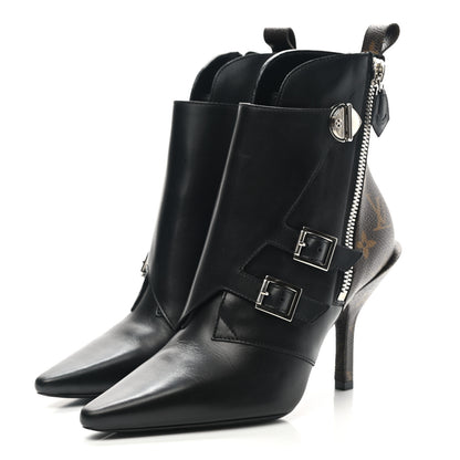 Louis Vuitton Calfskin Monogram Janet Ankle Boots 36.5 Black 3 of 9