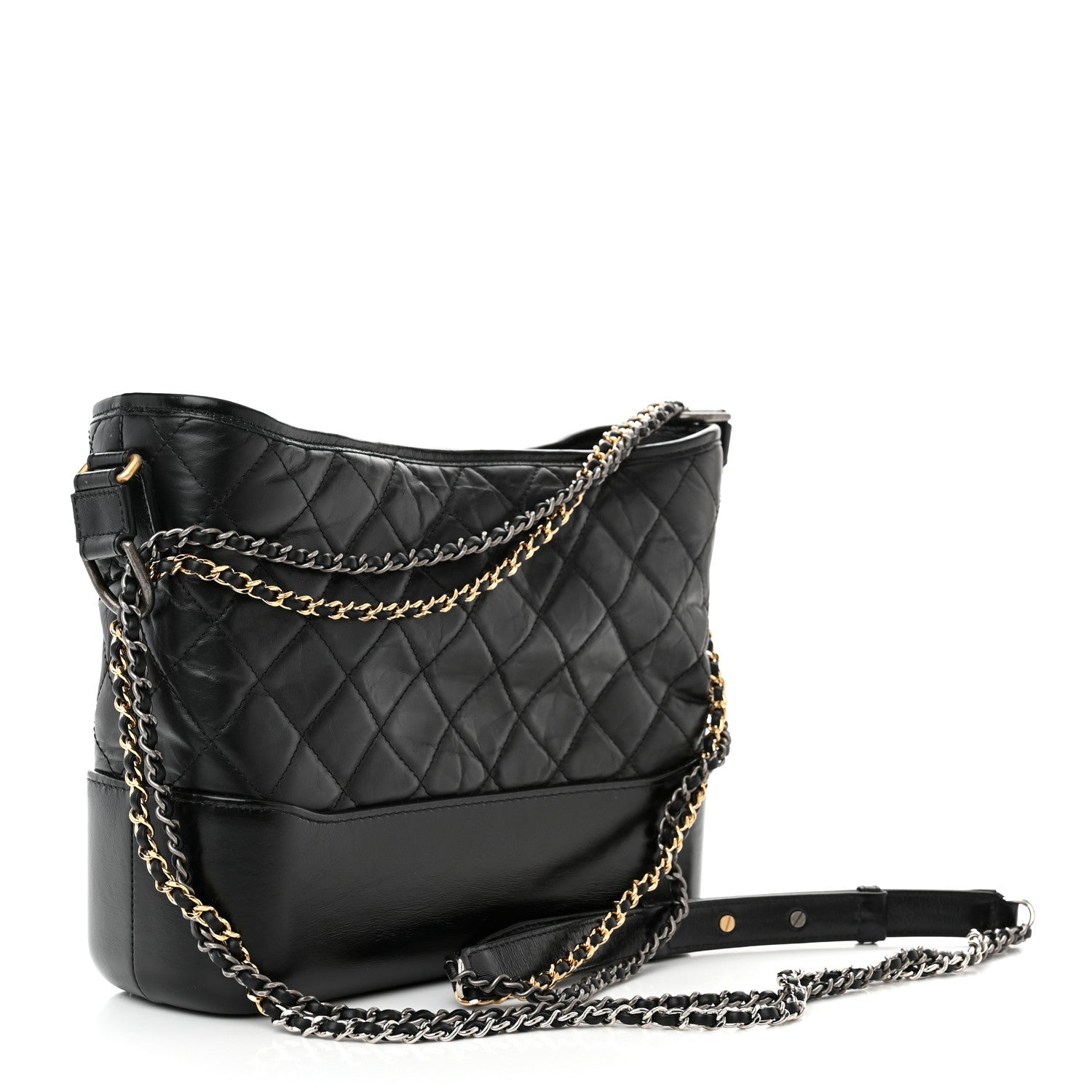 Chanel Aged Calfskin Quilted Medium Gabrielle Hobo Black 3 of 10