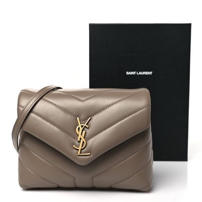 Saint Laurent Calfskin Y Quilted Monogram Toy Loulou Crossbody Bag Taupe 11 of 11
