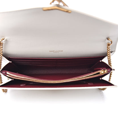 Saint Laurent Grain De Poudre Monogram Cassandra Chain Wallet Crema Soft Rouge Legion 4 of 9