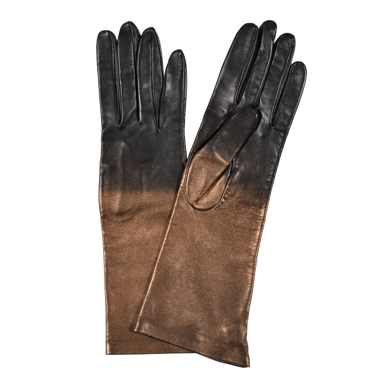 Chanel Metallic Lambskin Long Gloves 8 Black Brown 3 of 10