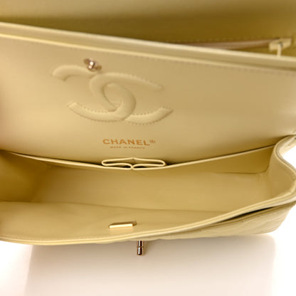 Chanel Cloudy Pearly Goatskin Quilted Medium Double Flap Light Yellow 5 of 13