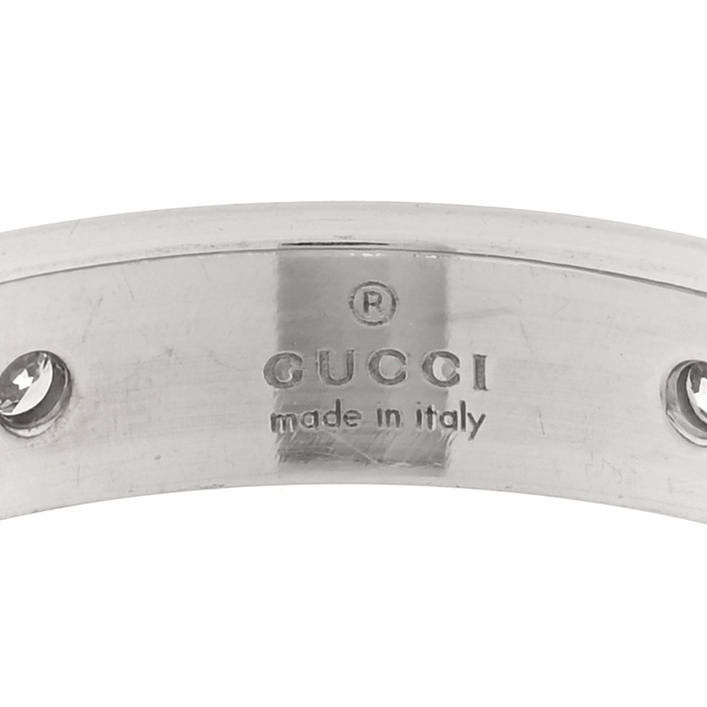 18K White Gold Diamond Icon Band Ring 60 9