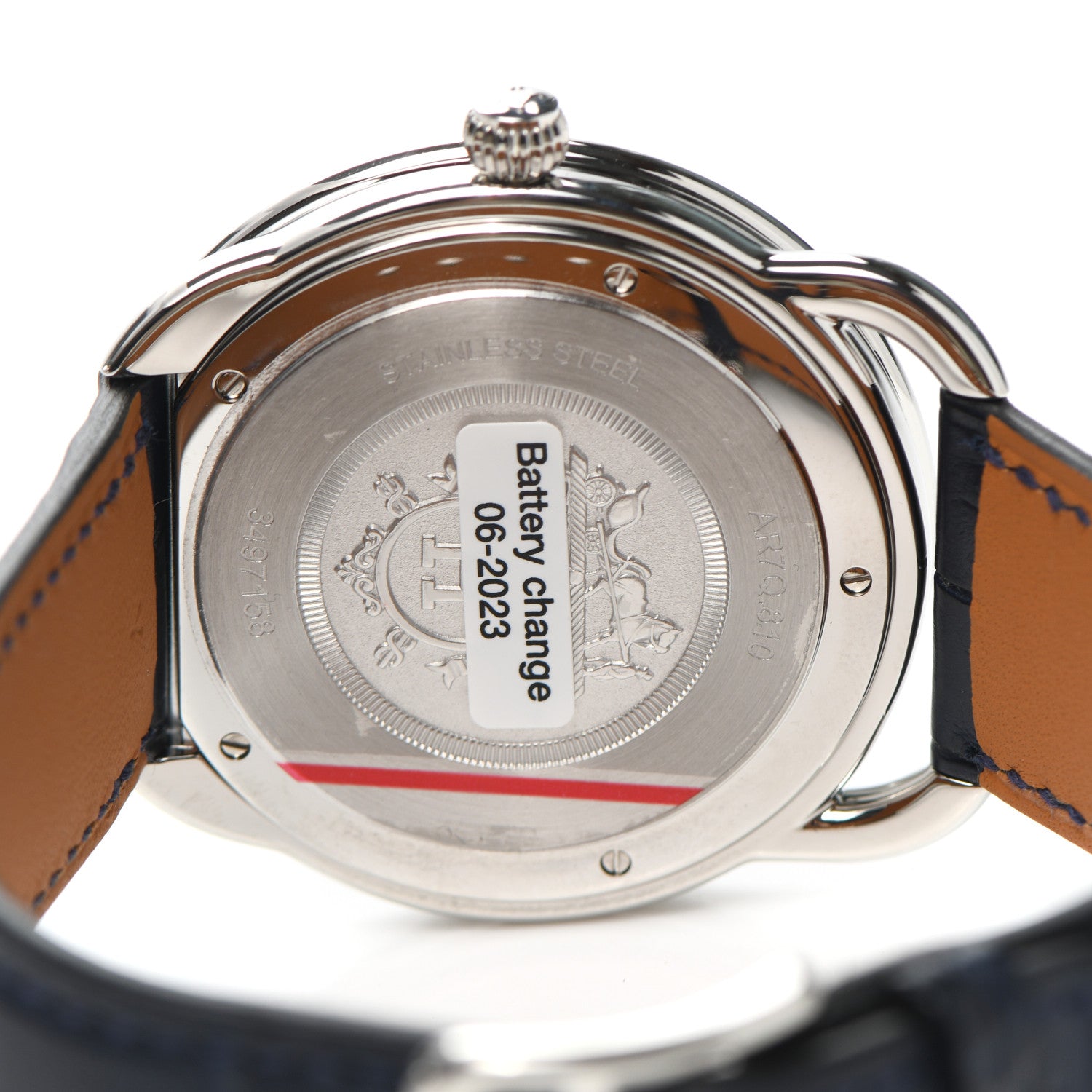 Hermes Stainless Steel Alligator 40mm Arceau Quartz Watch Bleu Abysse 4 of 5