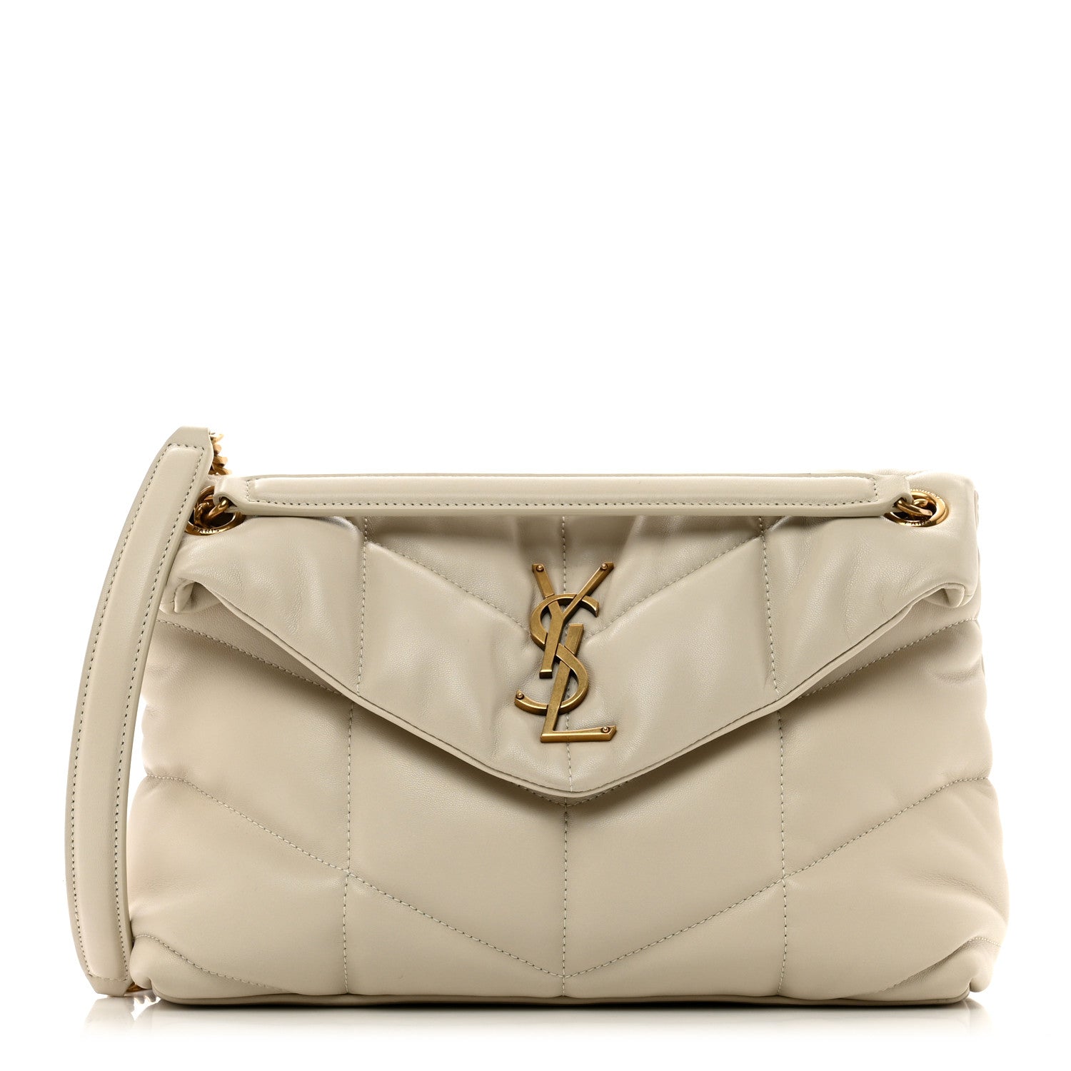Saint Laurent Lambskin Quilted Small Loulou Puffer Monogram Chain Satchel Crema Soft 1 of 10