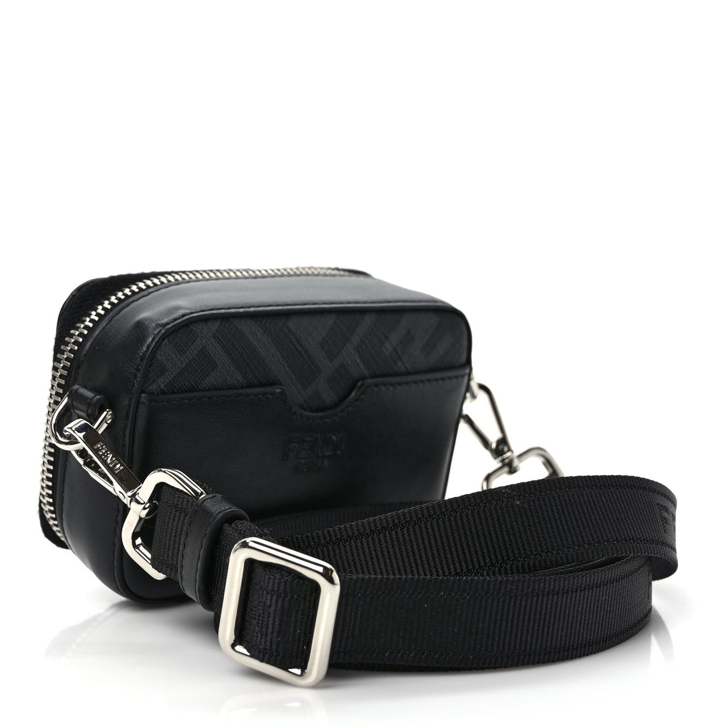 Glazed Fabric Vitello Cover Grace FF 1974 Diagonal Mini Camera Case Black Sunflower