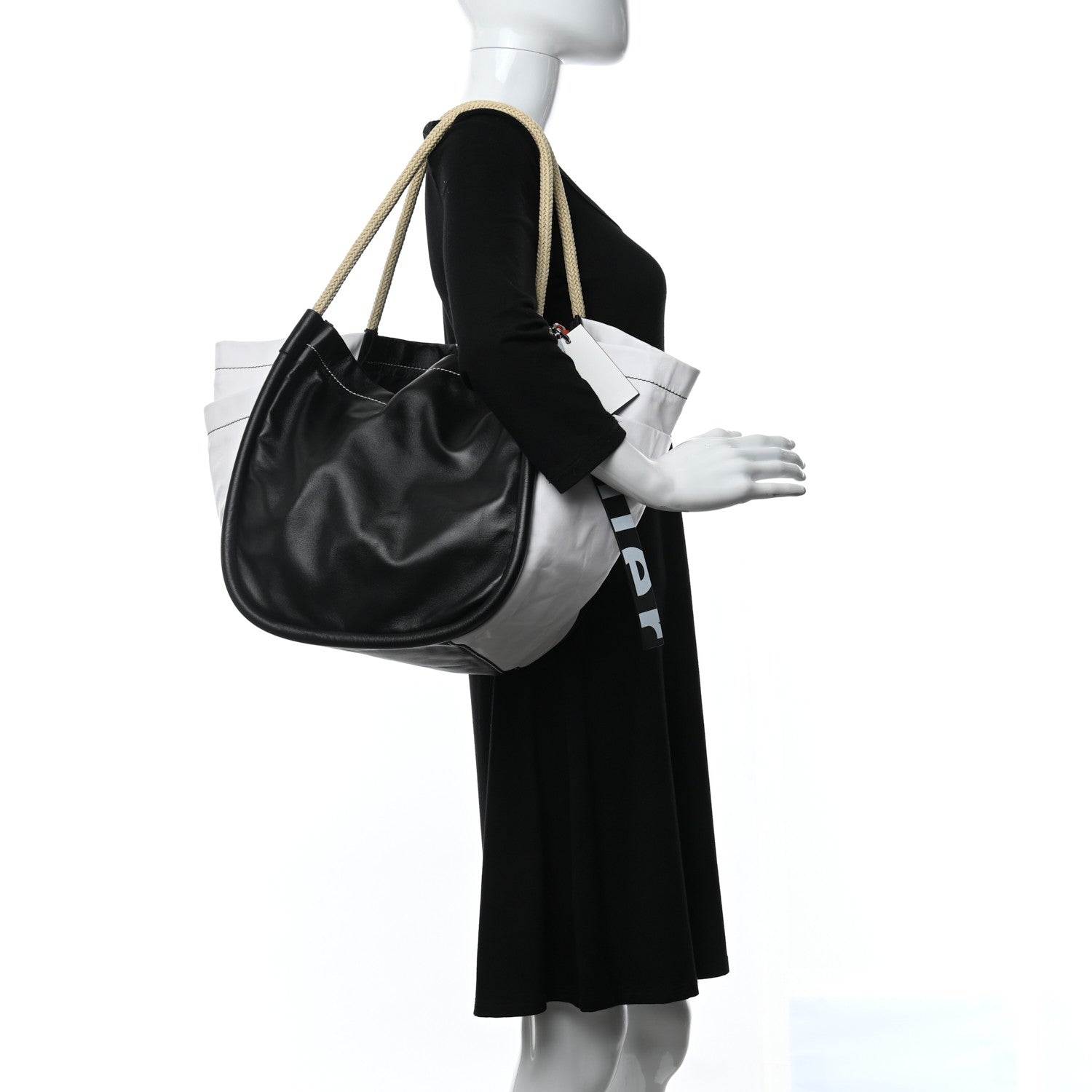 Proenza Schouler Nappa Colorblock Side Pockets Tote Black White 2 of 8