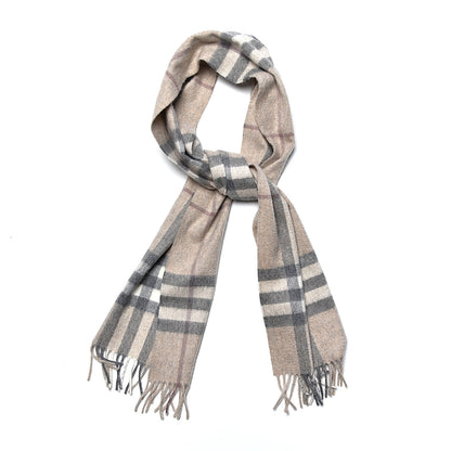 Burberry Cashmere House Check Fringe Scarf Beige 1 of 4