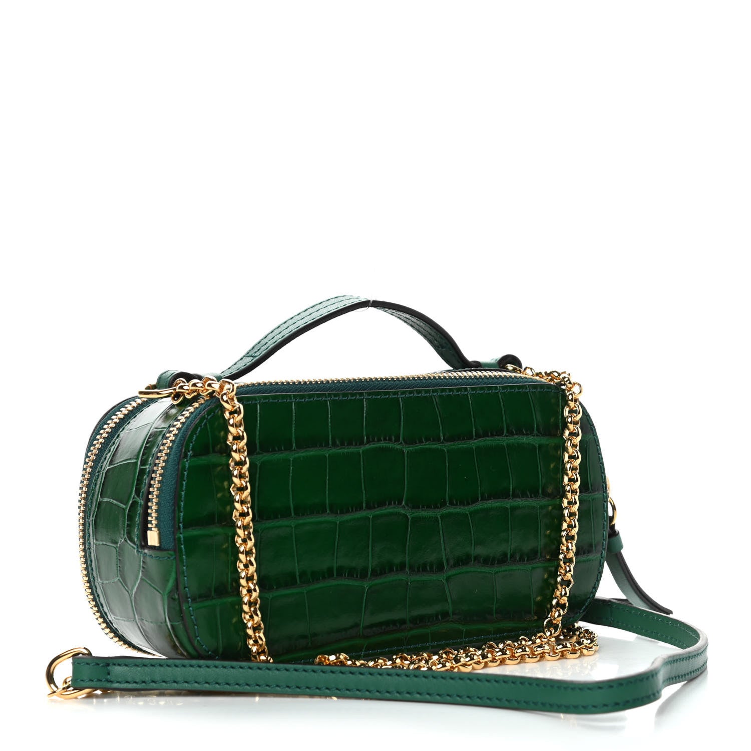 Chloe Calfskin Crocodile Embossed Mini C Vanity Bag Woodsy Green 2 of 5
