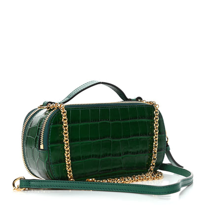 Chloe Calfskin Crocodile Embossed Mini C Vanity Bag Woodsy Green 2 of 5