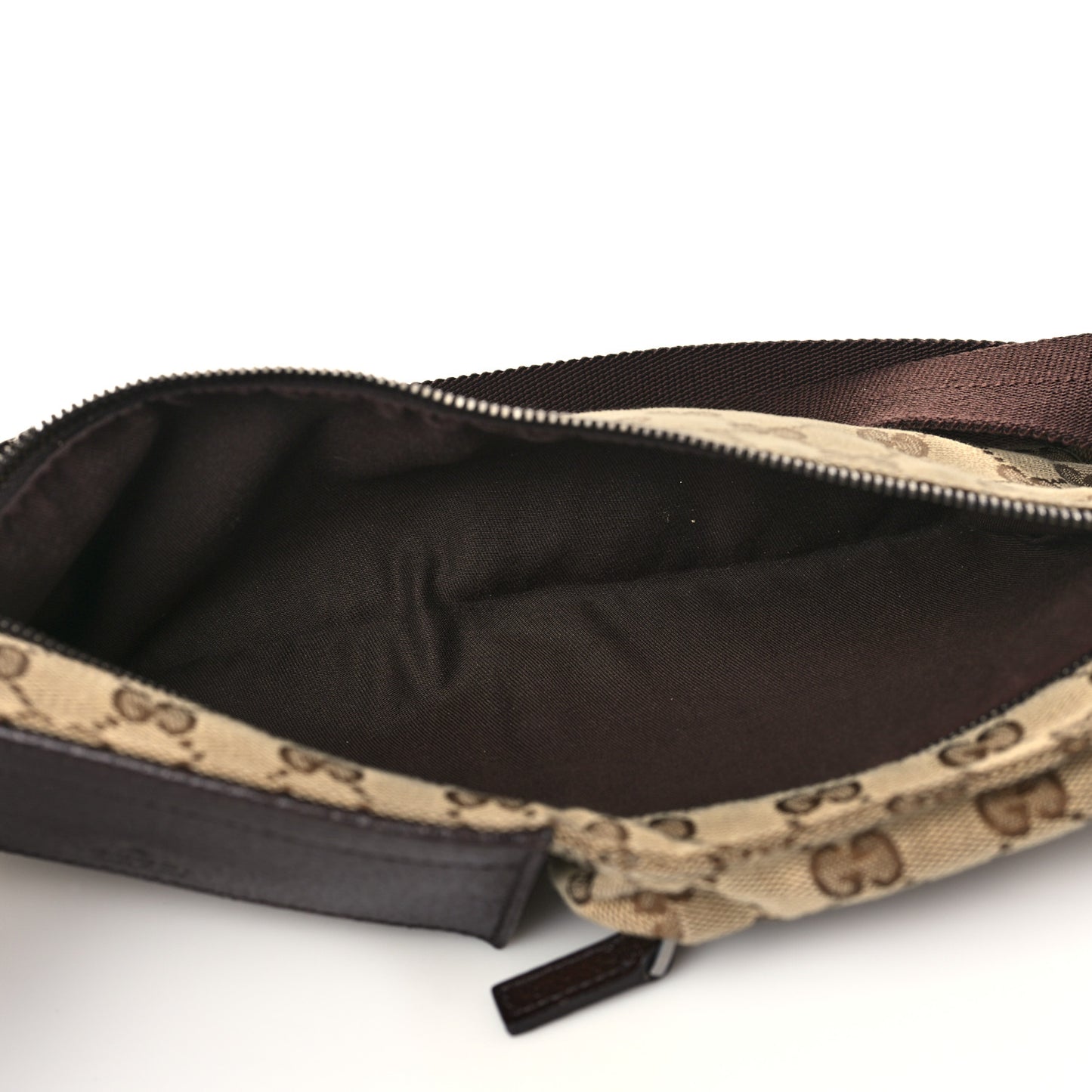 GG Monogram Double Pocket Belt Bag Dark Brown