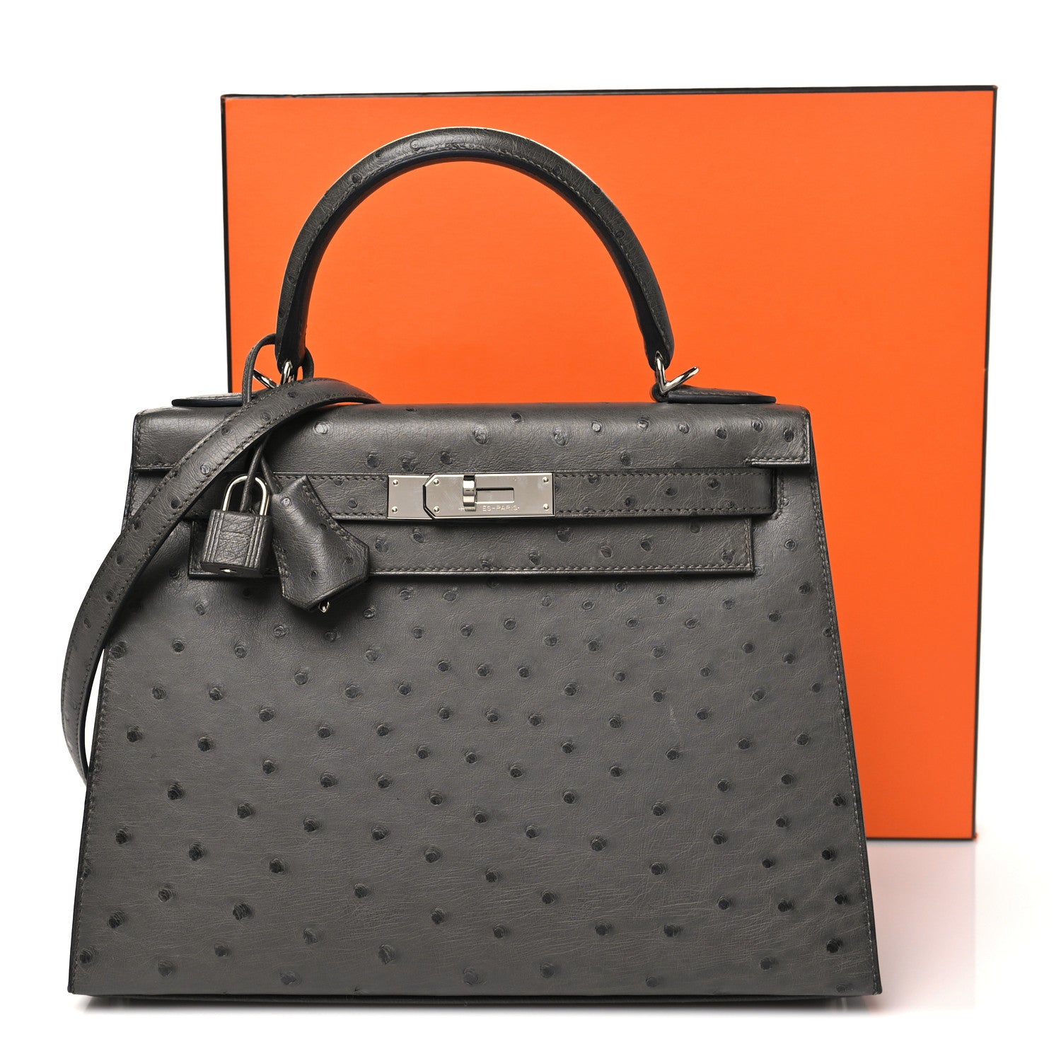 Hermes Ostrich Kelly Sellier 28 Graphite 12 of 12