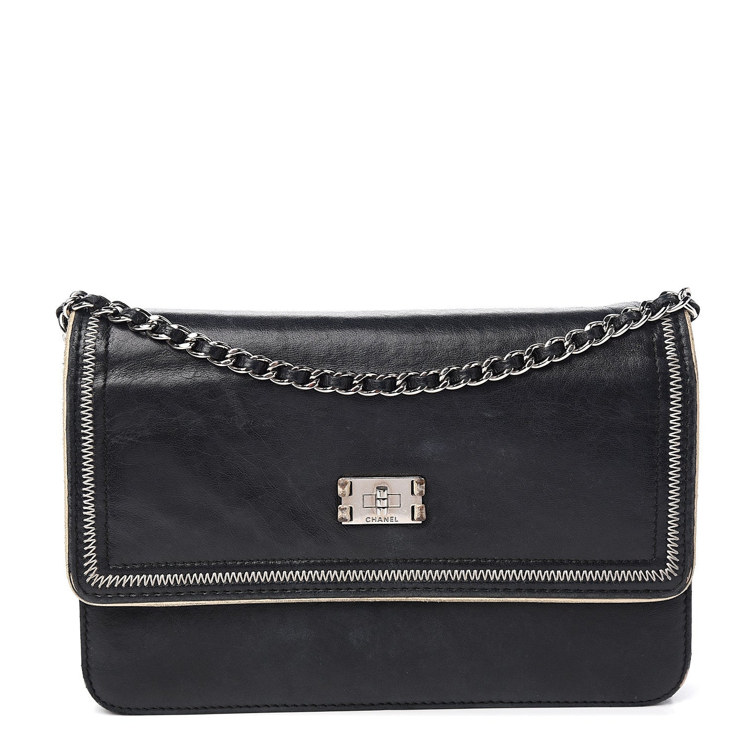 Chanel Lambskin Reissue Wallet On Chain WOC Black 1 of 13