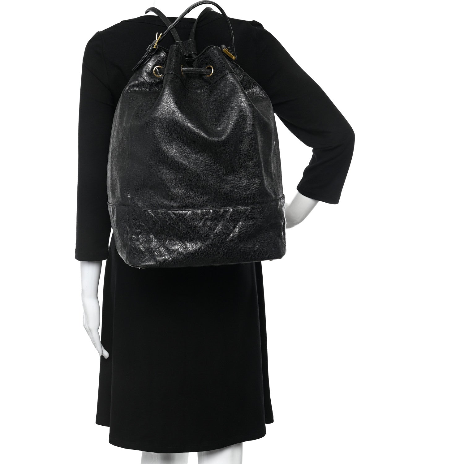Chanel Caviar Quilted Drawstring Backpack Black 2 of 9
