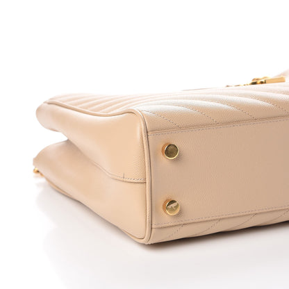 Saint Laurent Grain De Poudre Matelasse Chevron Monogram Shopping Bag Nude Powder 9 of 10