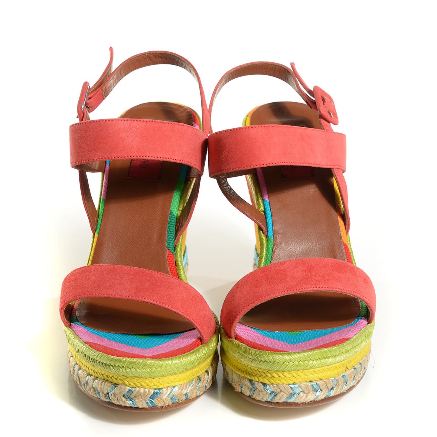 Nubuck Canvas 1973 Espadrille Wedge Sandals 38.5 Red