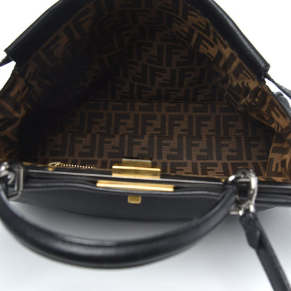Fendi Goatskin Zucca Large Peekaboo Iconic Satchel Black Tobacco 6 of 10