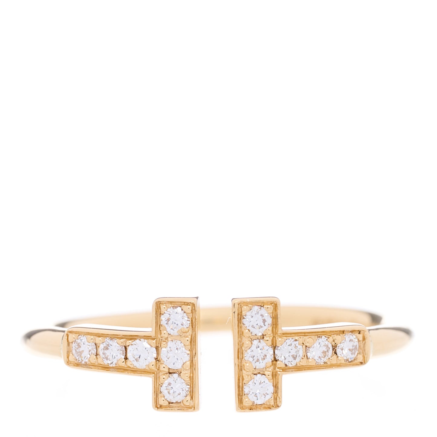 18K Yellow Gold Diamond T Wire Ring 54 6.75